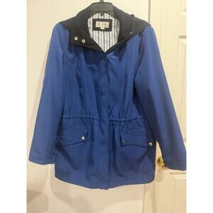 BRAETAN WOMENS  Blue POLYESTER RAIN COAT REMOVE HOOD JACKET PARKA STYLE~M